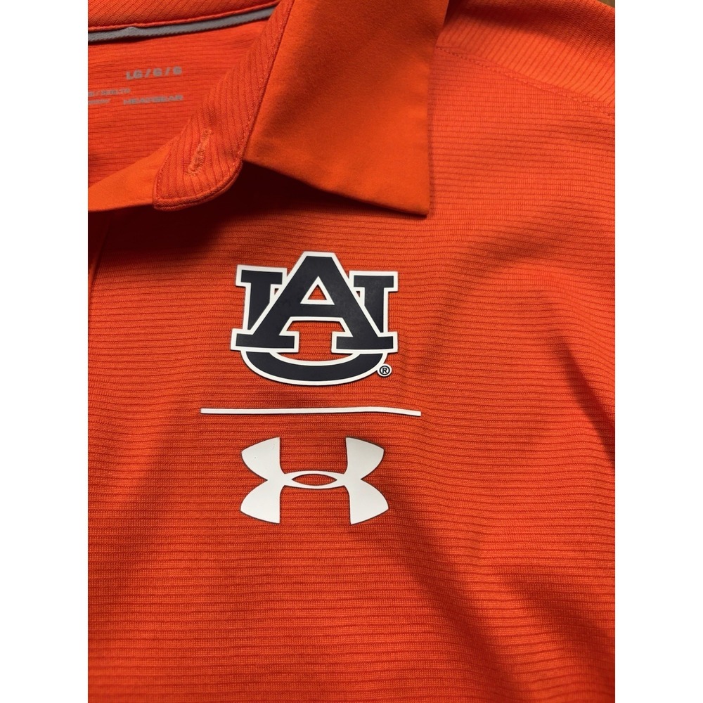 Auburn University Under Armour L Polo Shirt Tigers Loose Fit Orange Heat Gear - Picture 3 of 8